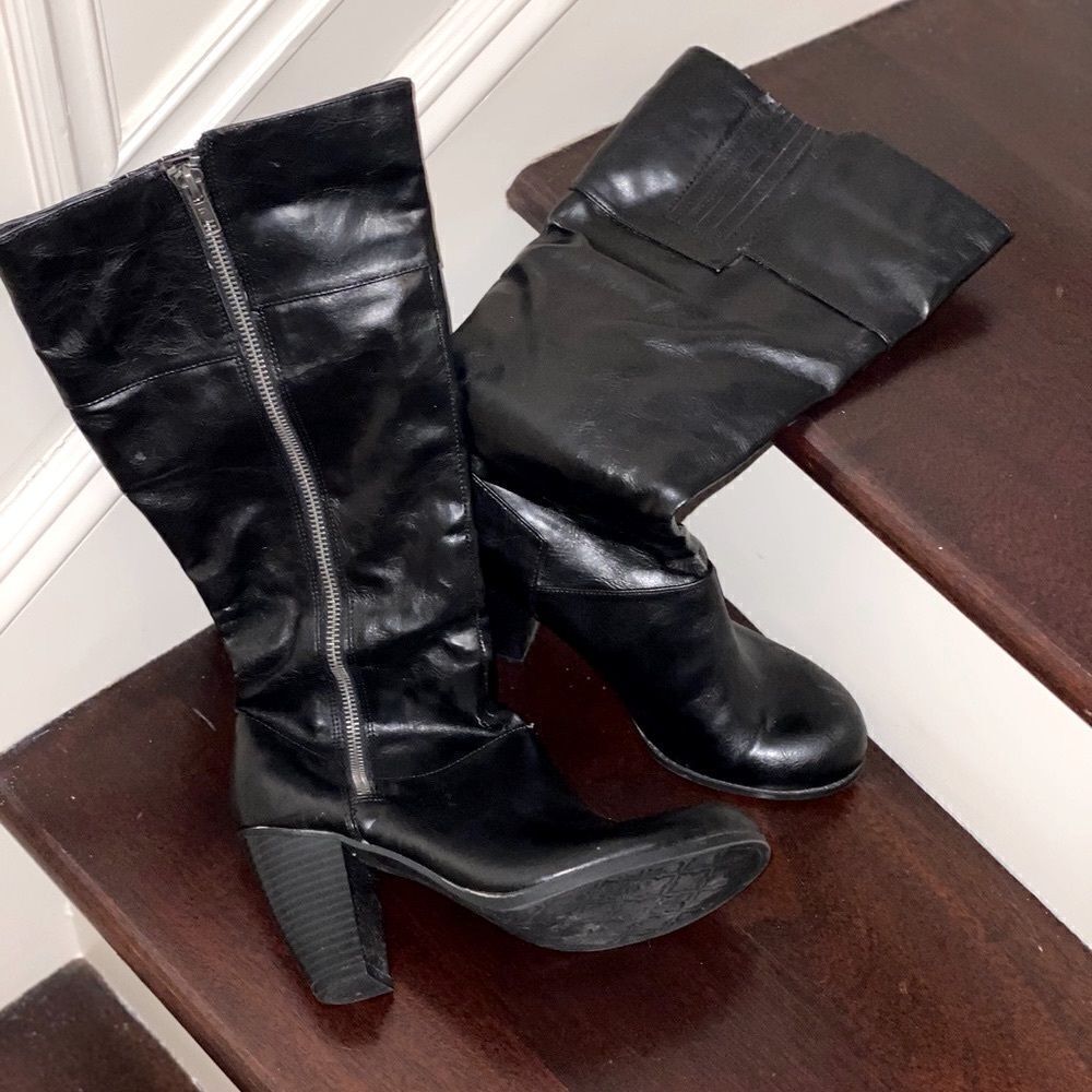Black leather boots